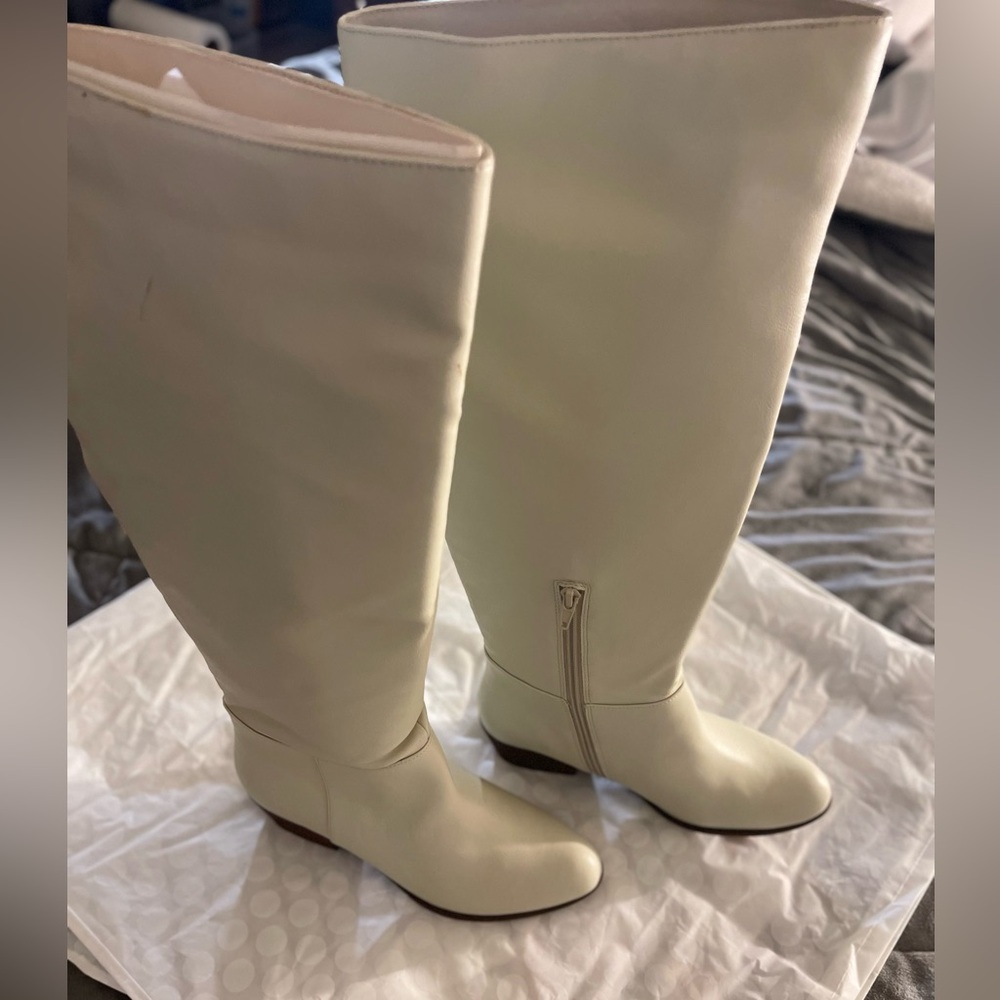 ESPRIT BOOTS, 6.5 OFF WHITE, SIDE ZIPPER